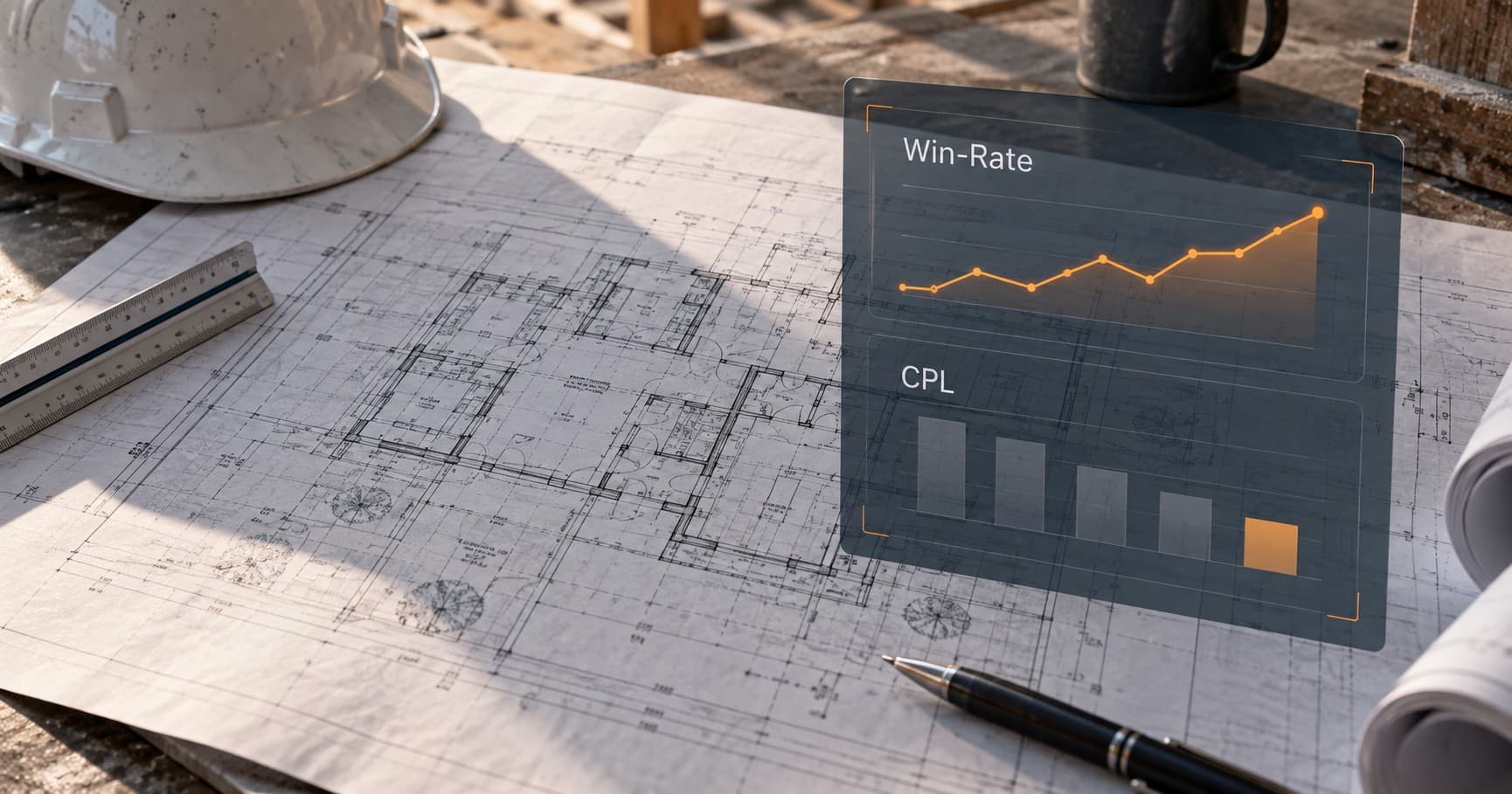 Casos de éxito en construcción medidos por Win-Rate, CPL y margen