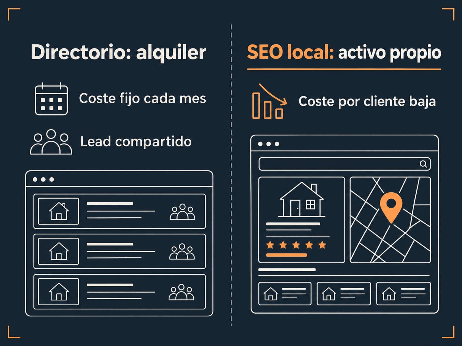 SEO local frente a directorios de leads: alquiler frente a activo propio
