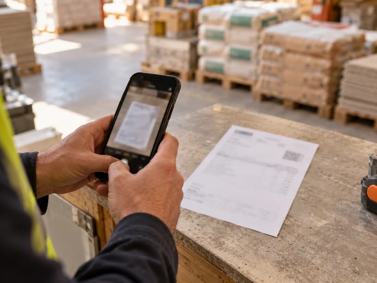 Factura de proveedor fotografiada con el móvil para extraer sus datos automáticamente